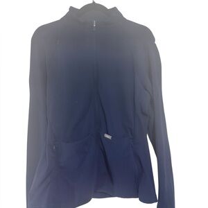Figs Contour Knit Navy Blue Full-Zip Fitted Scrub Jacket Six Pockets Size XL